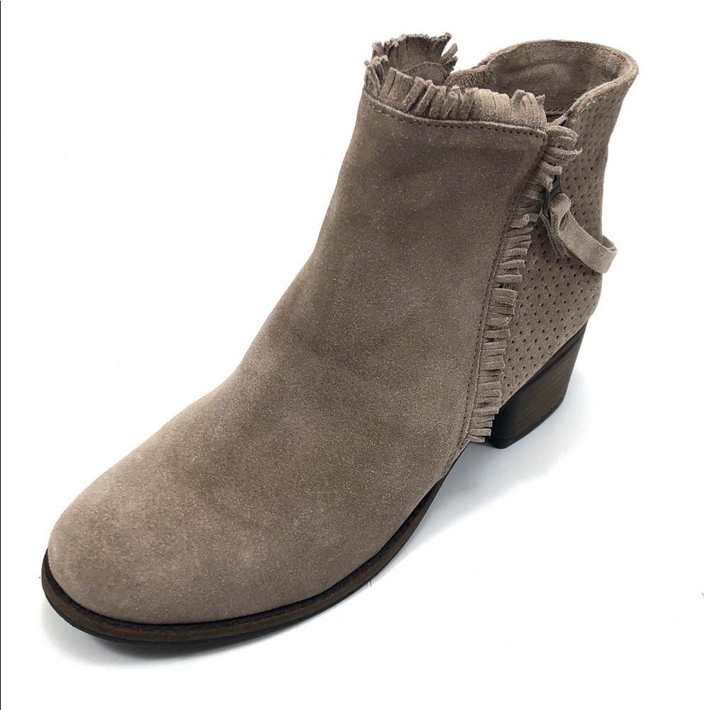 DibaTrue Beige Suede Fringed Booties Size 8